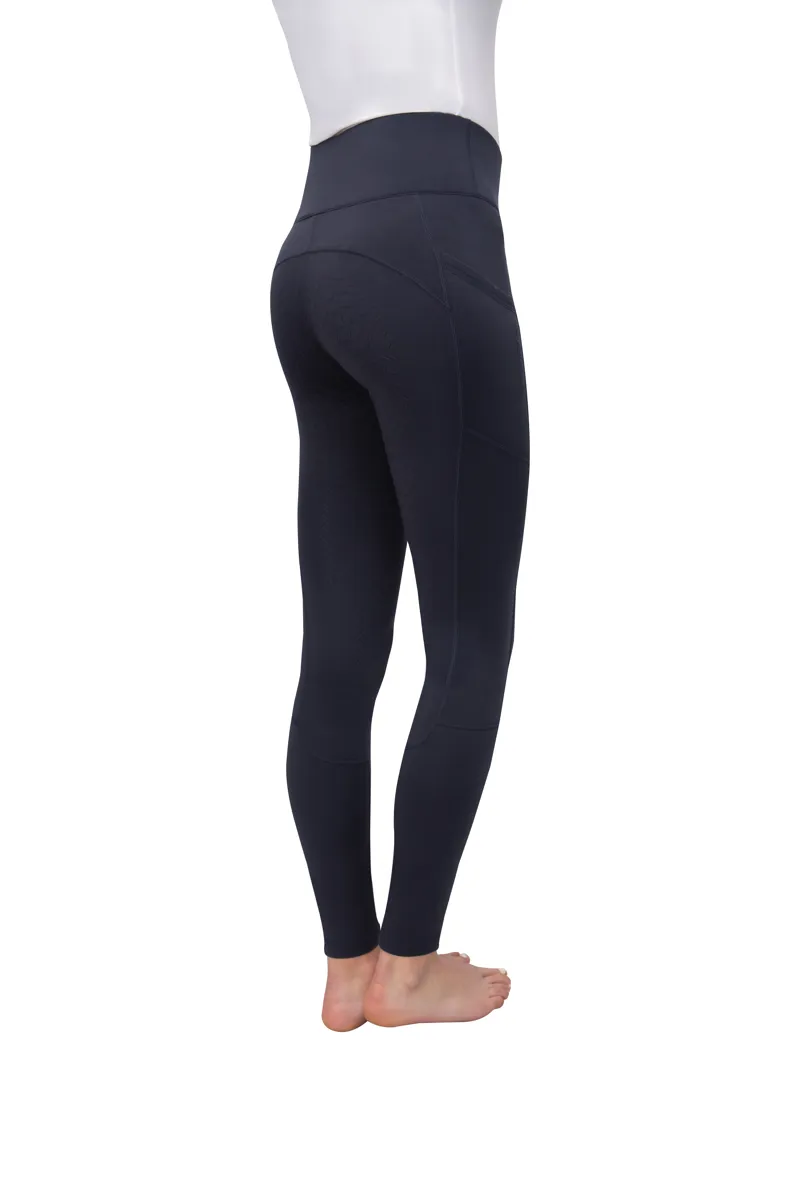 Hy Equestrian Soft Shimmer Brushed Riding Tights - Navy-1